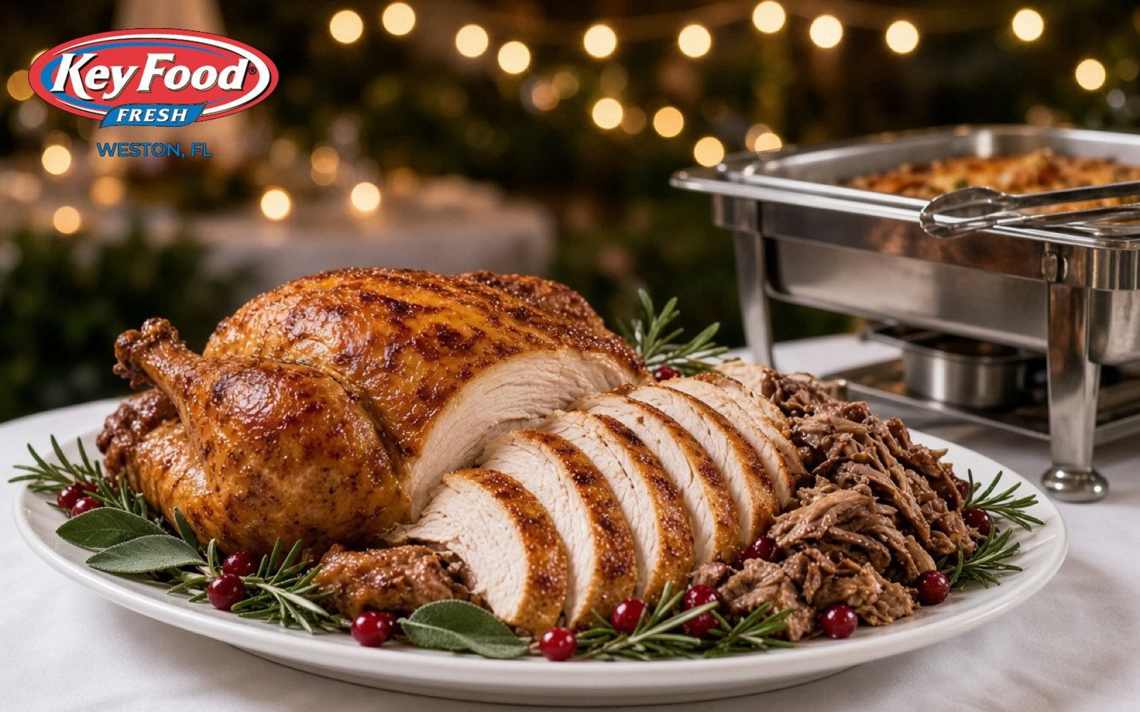 Roasted turkey catering platter